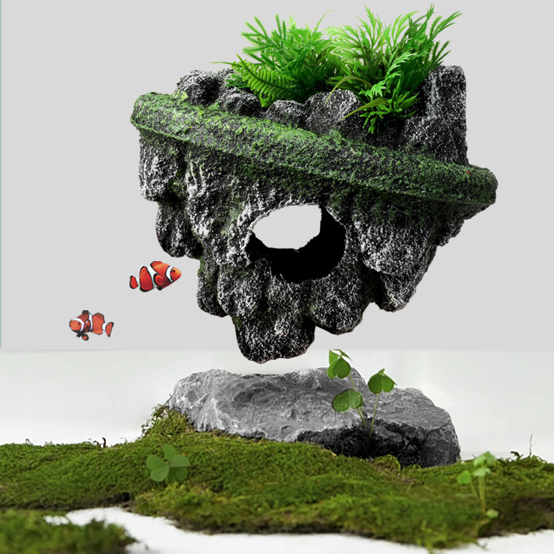 Planted Aquarium With Rocks - Réservoir de poissons d'île suspendu, pierre