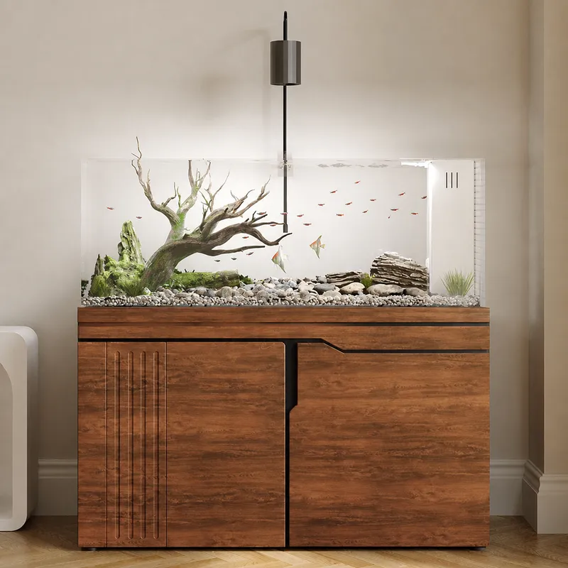 Aquarium Planted Wood - Grand aquarium en verre ultra-blanc avec